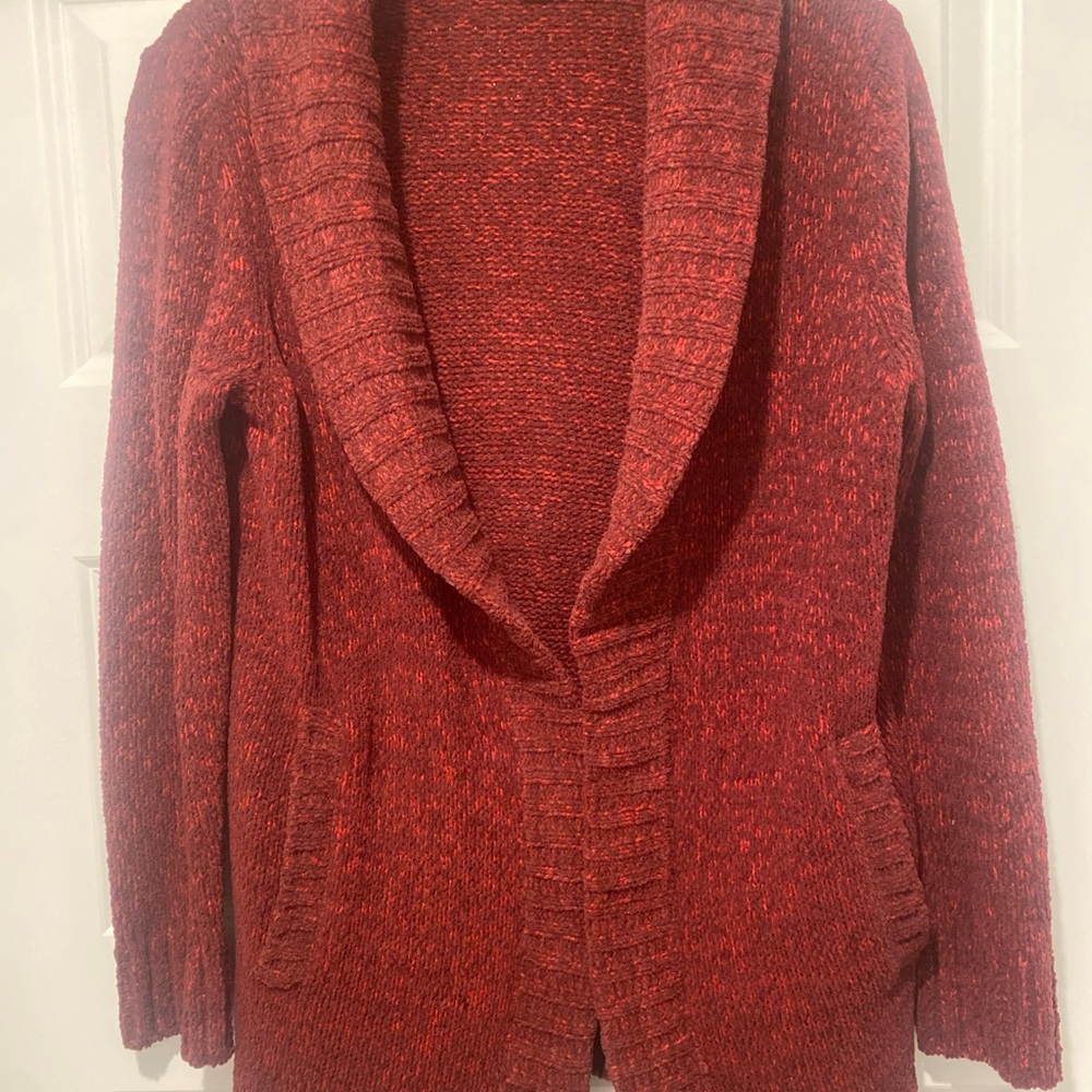 Eddie Bauer Women's Red Cardigan Sweater comfort and warm!